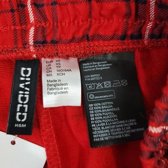 NEW H&M Divided Plaid Pull On Style Elastic Waist Pants with Pockets Size XS - Picture 5 of 7
